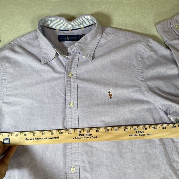 Polo Lauren Ralph  Mens Shirt  Large Light Purple Button Up Long Sleeve Preppy - Picture 6 of 7